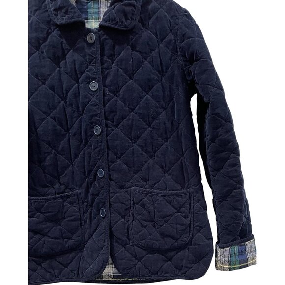 Quilted Corduroy Jacket Womens Small Blue Plaid Preppy Gorpcore Fall Reversible - Picture 3 of 8
